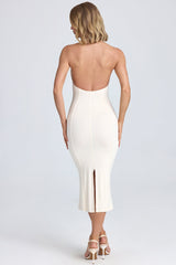 Halterneck Ruffle-Appliqué Midaxi Dress in Ivory