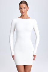 Open-Back Bodycon Mini Dress in White