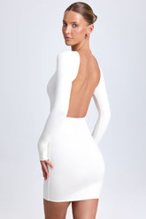Open-Back Bodycon Mini Dress in White