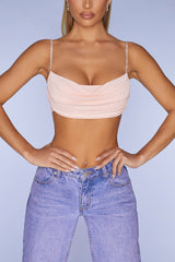 Embellished Strap Crop Top in Blush