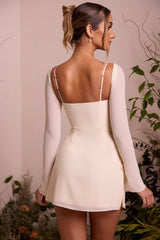 Long Sleeve Lace Cup Mini Dress in Ivory