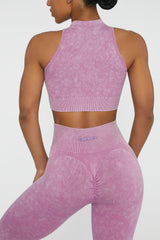 Keyhole Zip Crop Top in Pink