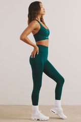 Halter Neck Define Luxe Sports Bra in Jade Green
