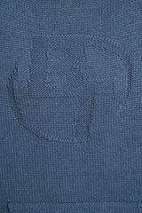 Oversized Chunky Knit Hoodie in Washed Navy