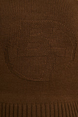 Cropped Zip Up Chunky Knit Hoodie in Espresso