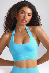 Define Luxe Halterneck Sports Bra in Sky Blue