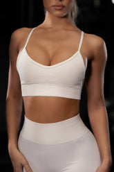 Empower Seamless V Neck Sports Bra in Cream