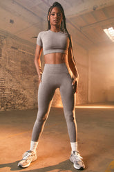 Determined Seamless Crop Top in Dark Grey