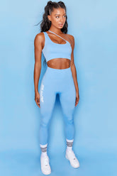 Evolve Seamless Asymmetric Crop Top in Light Blue