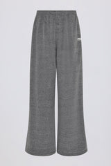 Button-Detail Low-Rise Wide-Leg Joggers in Dark Grey