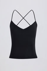 Cross-Back Tank Top in Black