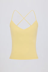 Cross-Back Tank Top in Lemon
