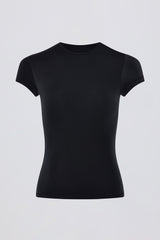 Cut-Out Longline T-Shirt in Black