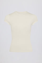 Cut-Out Longline T-Shirt in Cream