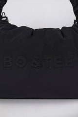 Drawstring Puffer Tote Bag in Black