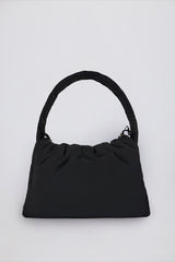 Drawstring Puffer Tote Bag in Black