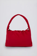 Drawstring Puffer Tote Bag in Cherry Red