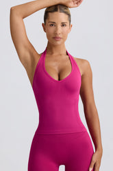 Define Luxe Halterneck Tank Top in Berry