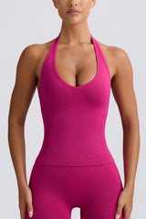 Define Luxe Halterneck Tank Top in Berry