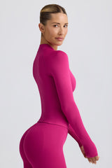 Define Luxe Zip-Up Jacket in Berry