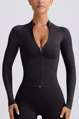 Define Luxe Zip-Up Jacket in Black