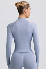 Define Luxe Zip-Up Jacket in Blue Grey