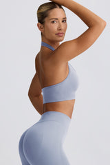 Define Luxe Halterneck Sports Bra in Blue Grey