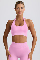 Define Luxe Halterneck Sports Bra in Rose