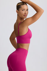 Define Luxe V-Neck Sports Bra in Berry