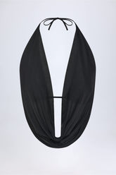 Cowl-Neck Backless Crop Top in Black