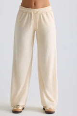Brushed Jersey Wide-Leg Joggers in Ecru
