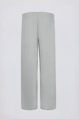 Brushed Jersey Wide-Leg Joggers in Fog Grey