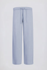 Brushed Jersey Wide-Leg Joggers in Soft Blue