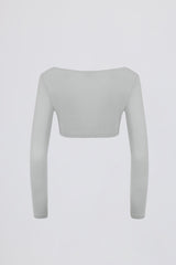 Brushed Jersey Wrap Crop Top in Fog Grey