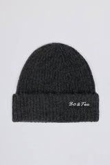 Knit Beanie Hat in Charcoal Marl