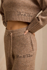 Mid-Rise Wide-Leg Joggers in Brown Marl