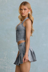 Halterneck Corset Top in Light Blue
