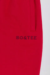 Mid-Rise Wide-Leg Joggers in Hot Red