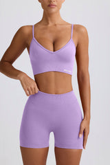Define Luxe V-Neck Sports Bra in Lilac