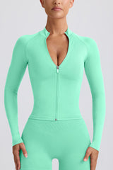 Define Luxe Zip-Up Jacket in Mint