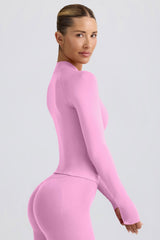 Define Luxe Zip-Up Jacket in Rose