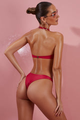 Give Me Fever Ruched Twist Bikini Top in Berry