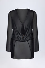 Cowl-Neck Mini Dress in Black