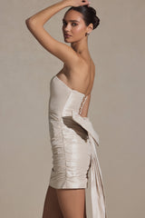 Bow-Detail Strapless Mini Dress in Ivory