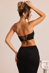 Embellished Strapless Corset Top in Black