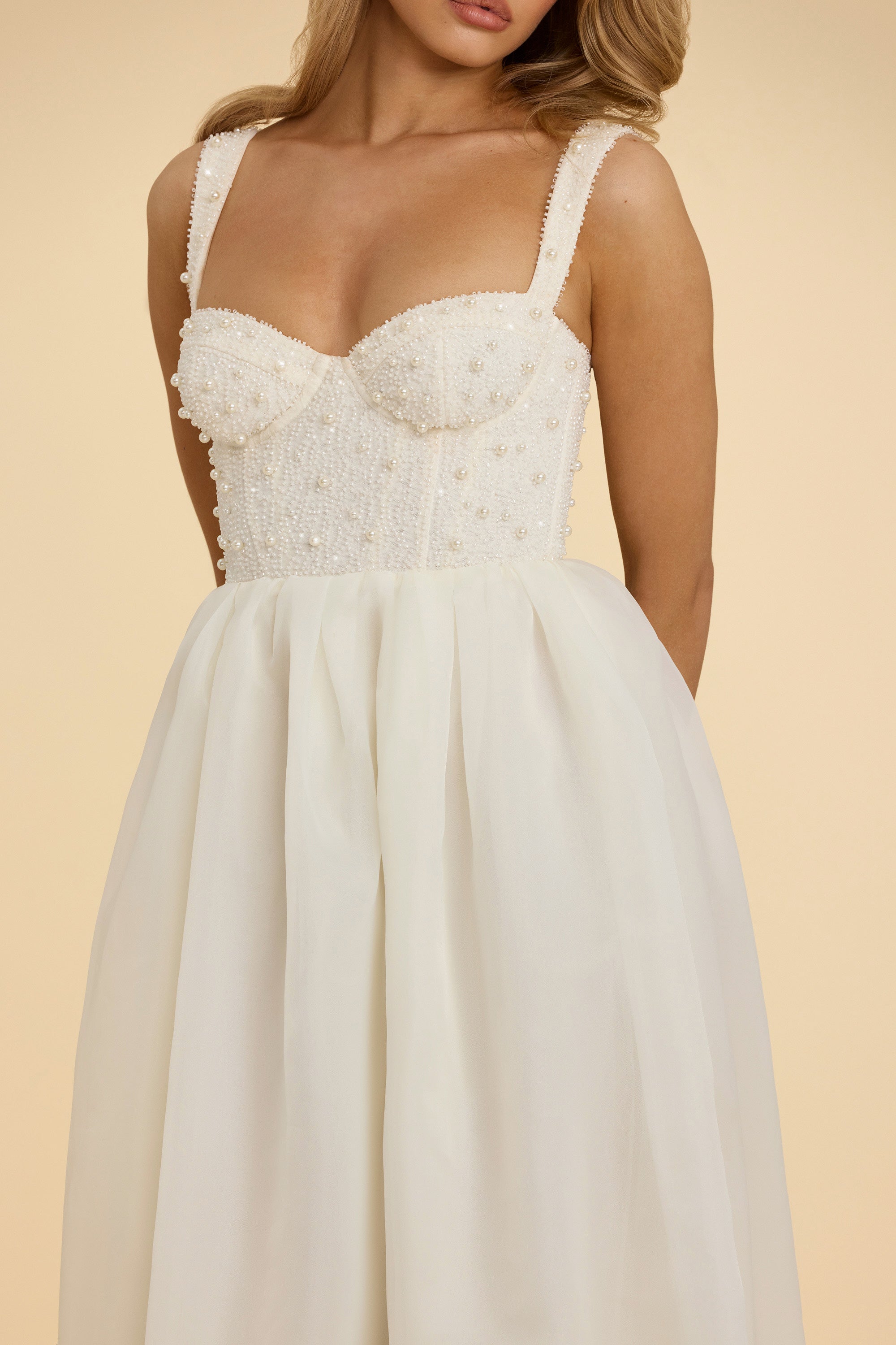 Embellished Corset Gown in White