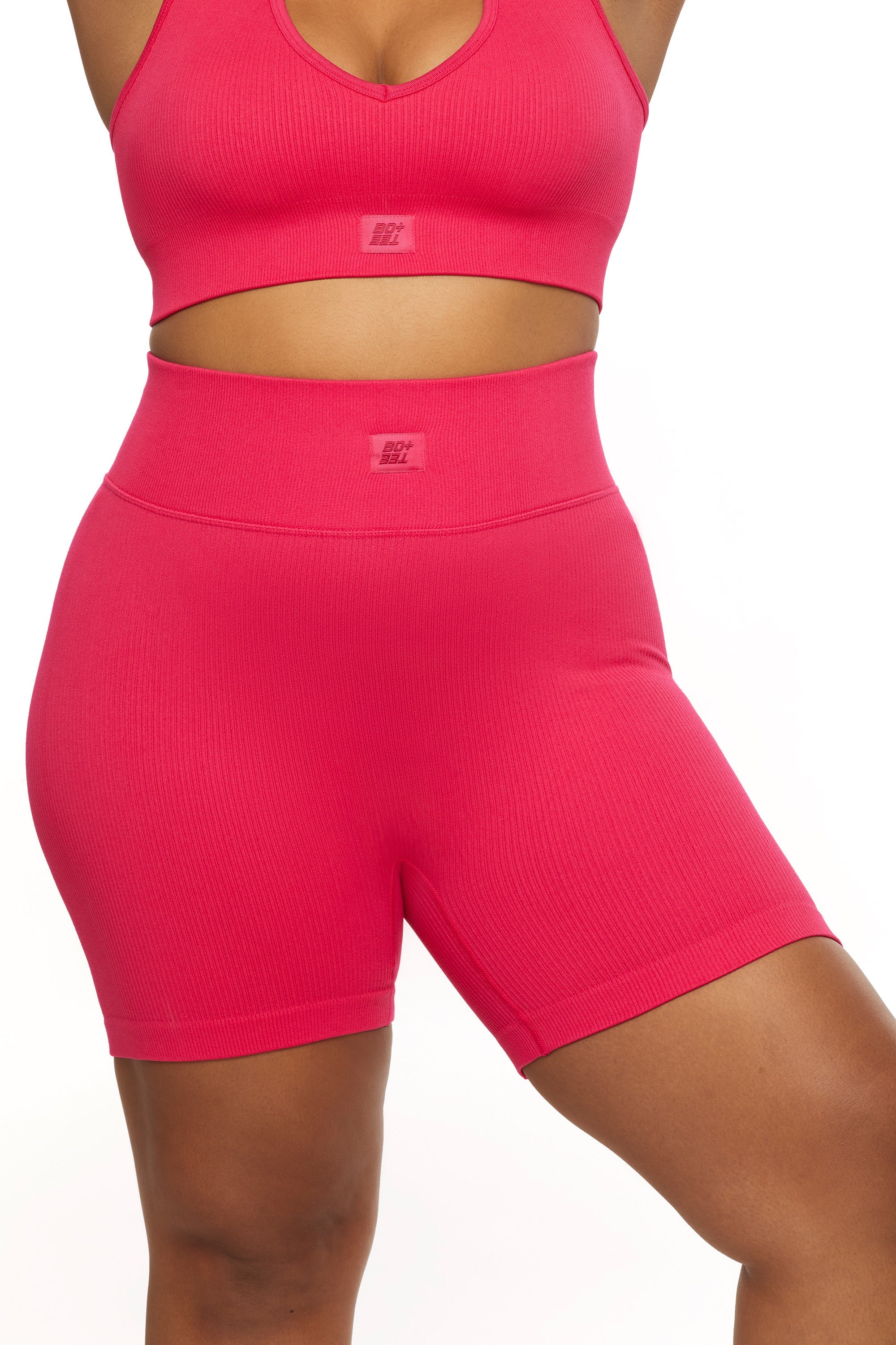 High Waist Biker Shorts in Hot Pink