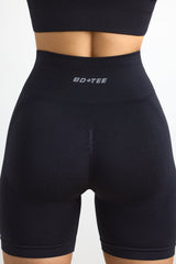 Define Luxe High-Waist Biker Shorts in Jet Black