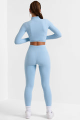 Full Length Leggings with Pockets in Ice Blue