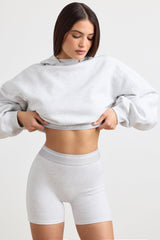 High-Waist Mini Shorts in Grey Marl